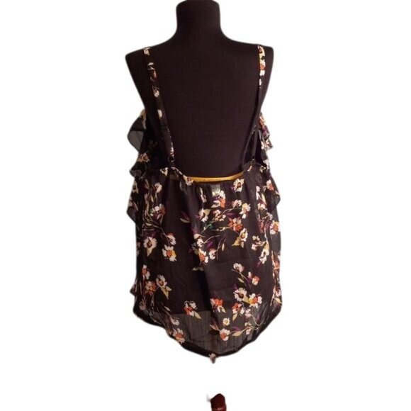 Torrid Size 2 18 20 2X Camisole Top Sheer Floral Tiered Ruffle Adjustable Straps - Picture 3 of 13